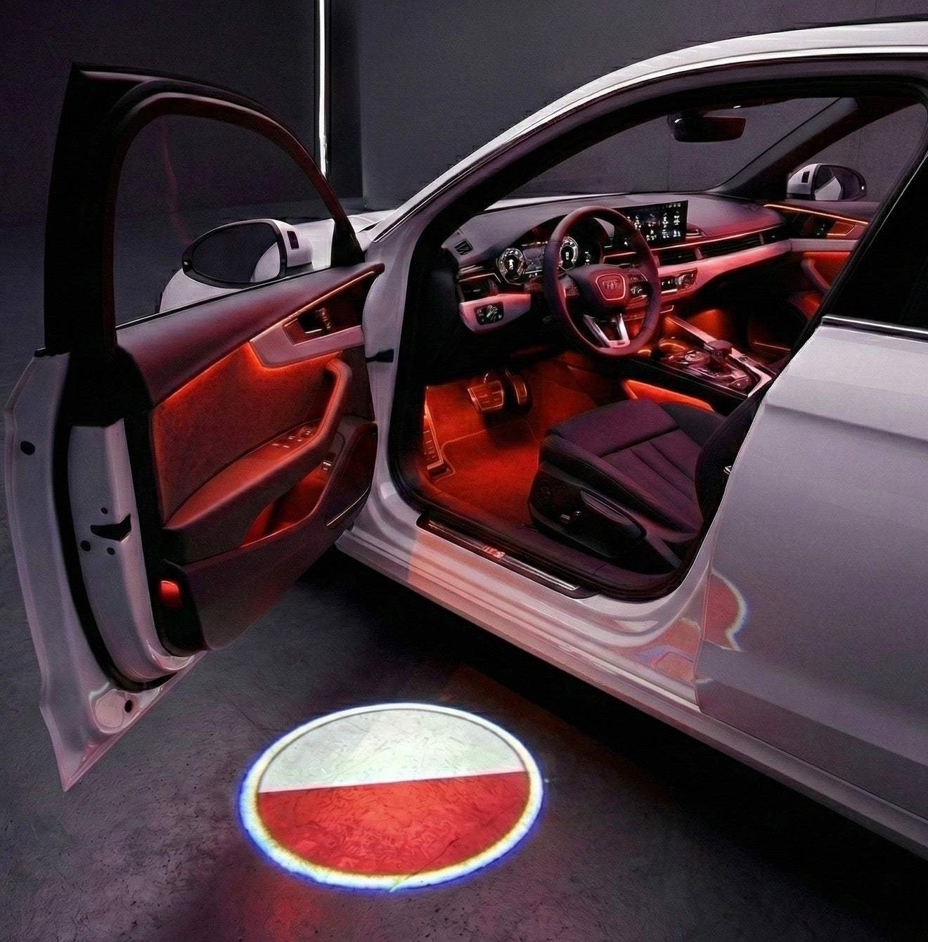 Wireless Car Door Projector LED with Country Flag - USB Rechargeable Welcome Light